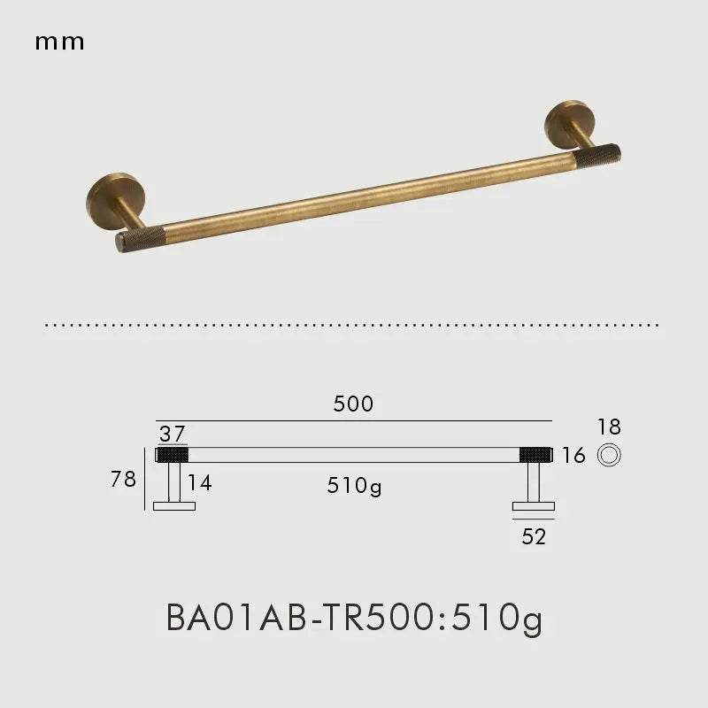 Porte-serviette mural en laiton moleté finition bronze antique