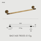 Porte-Serviette Mural Moleté Laiton — Barre 50 cm