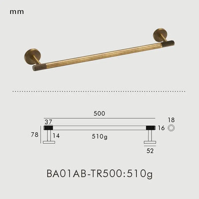 Porte-Serviette Mural Moleté Laiton — Barre 50 cm