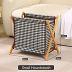 Panier à Linge Pliable Bois et Tissu