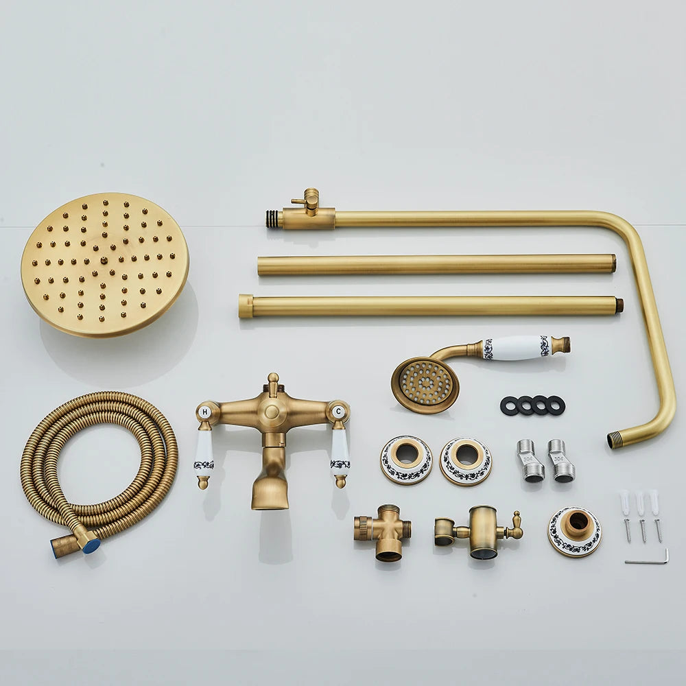 Colonne de douche rétro en laiton finition antique