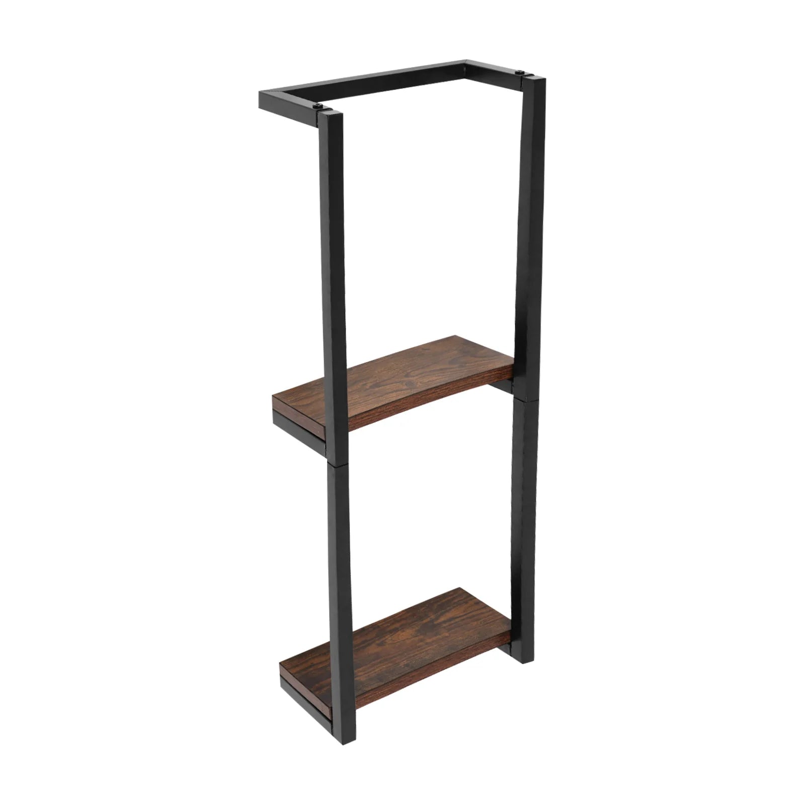 Porte-serviettes mural avec étagères en acier et bois | Rangement salle de bain moderne