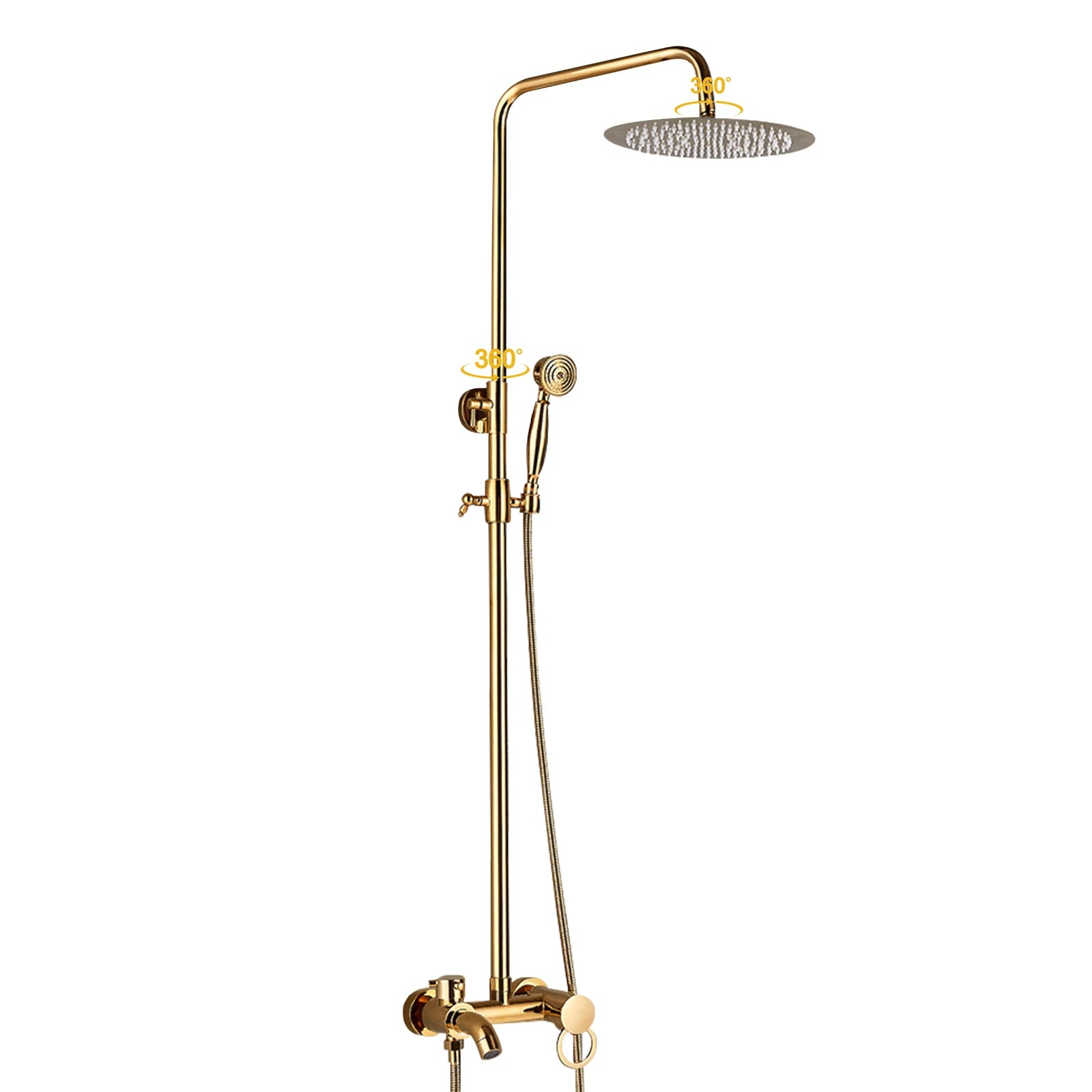 Colonne de douche thermostatique dorée 3 voies