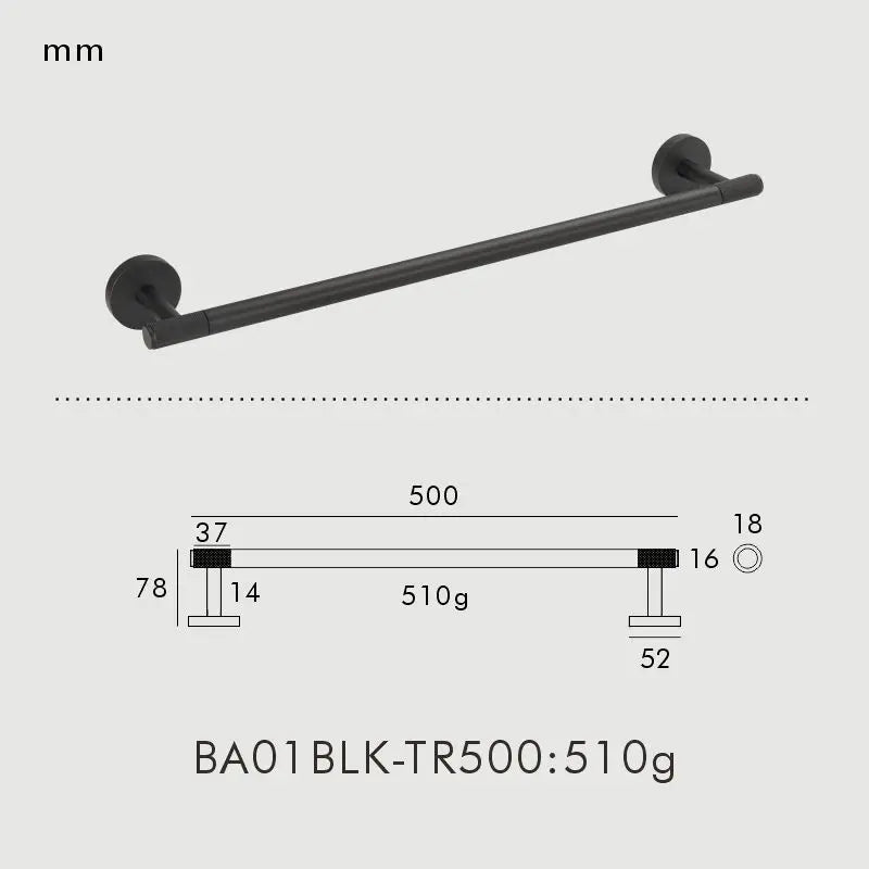 Porte-Serviette Mural Moleté Laiton — Barre 50 cm