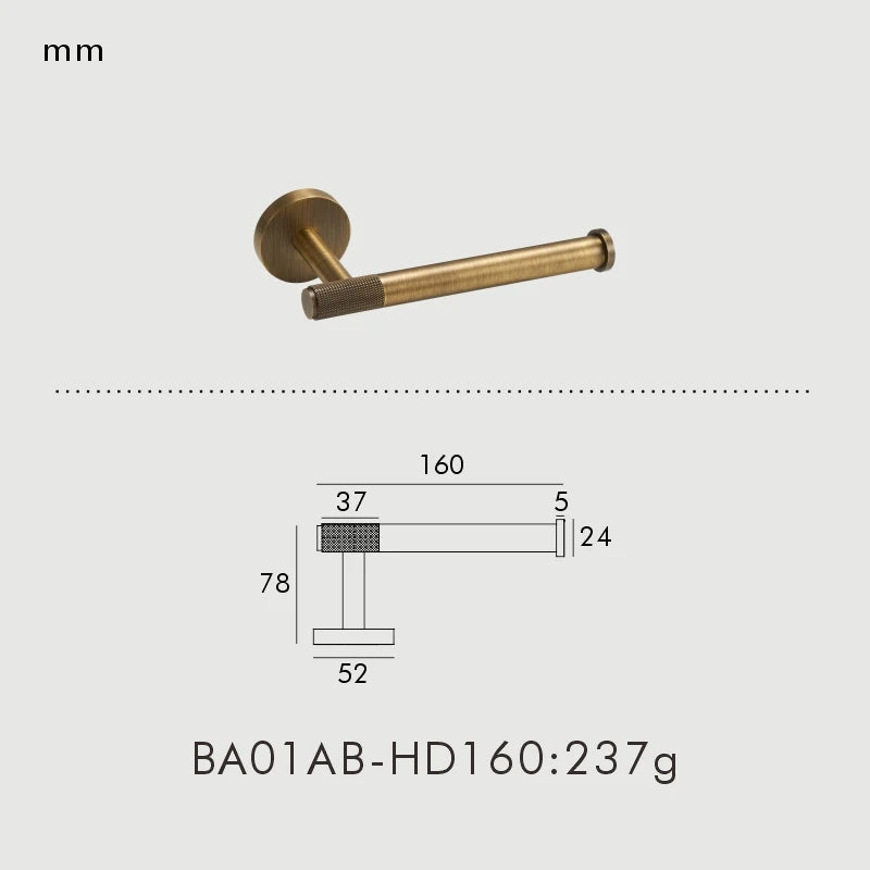 Porte-serviette mural en laiton moleté finition bronze antique