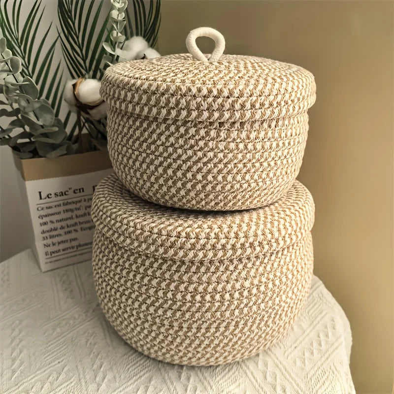 Panier de Rangement Salle de Bain avec Couvercle