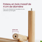 Porte-serviette sur pied en bois massif | 8 crochets réglable 3 hauteurs