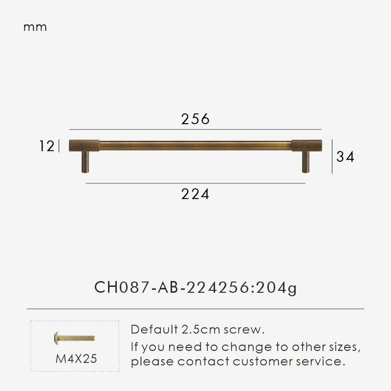 Poignée de Meuble Torsa Laiton Moleté — T-Bar Bronze Antique