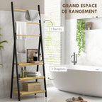 Porte-serviette échelle pliable bambou et métal