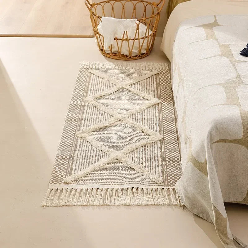 Tapis Géométrique à Franges Style Nordique – 3 Motifs & 2 Tailles