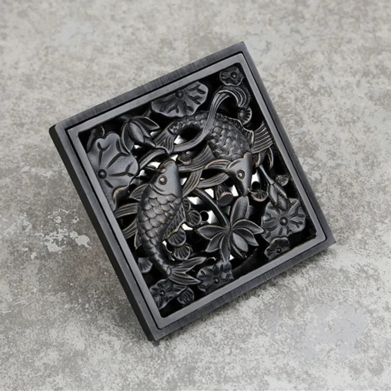 Bonde de Douche Carrée Luxe Noir 10x10 cm