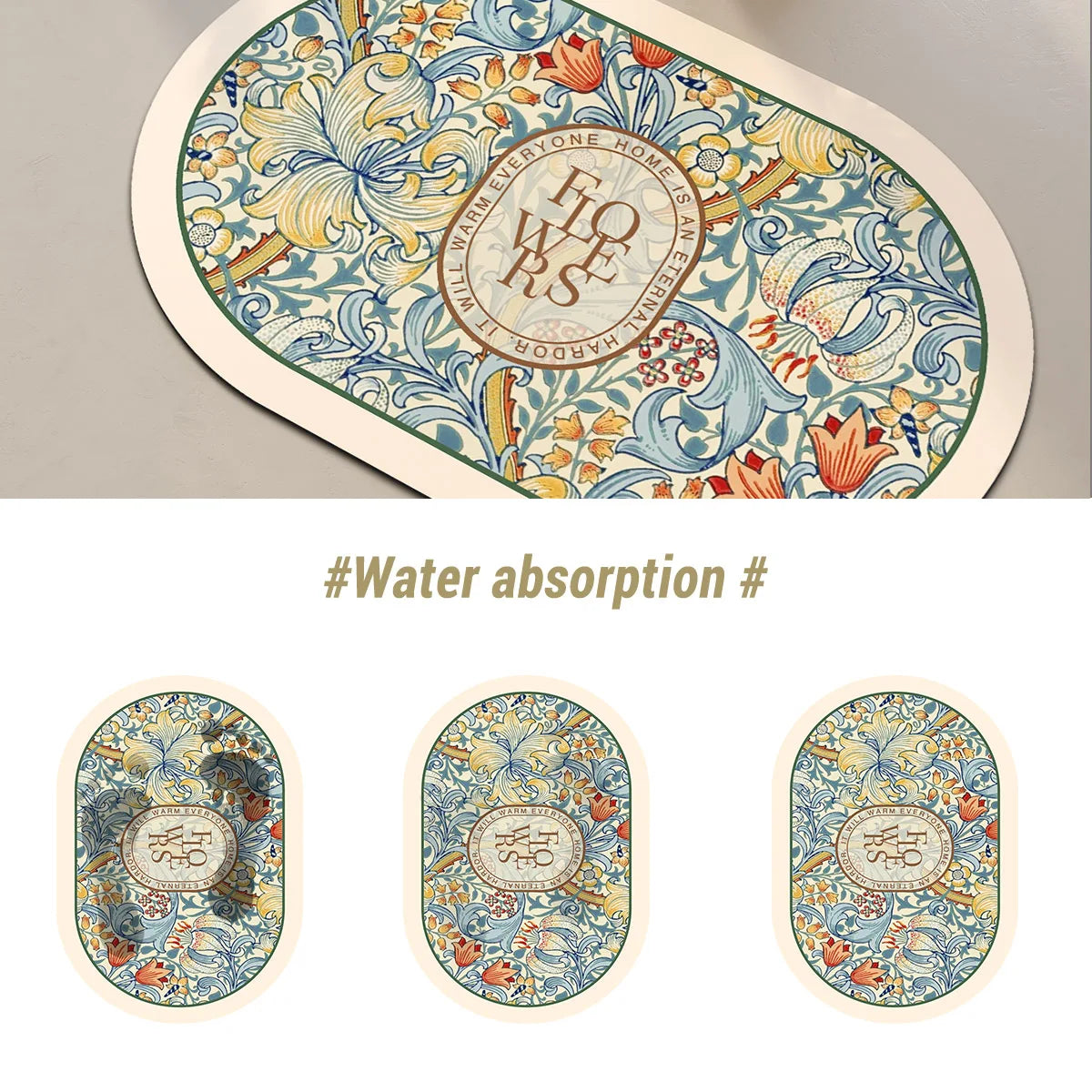 Tapis de Douche Antidérapant Floral
