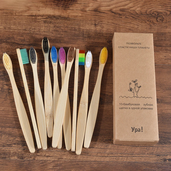 Brosses à Dents Bambou Lot 10 – Coloris au Choix