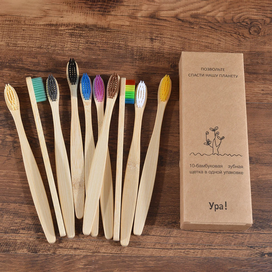 Brosses à Dents Bambou Lot 10 – Coloris au Choix