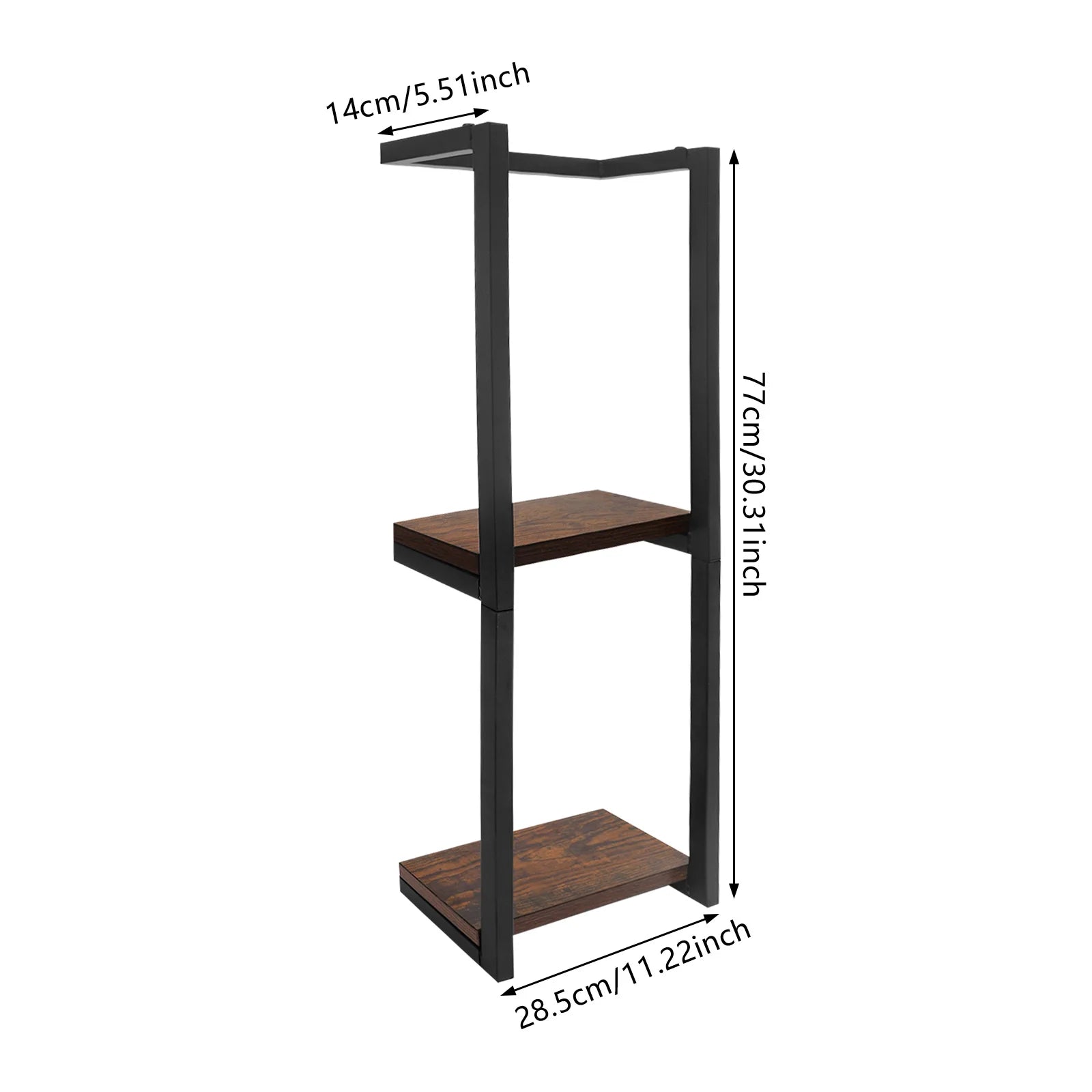 Porte-serviettes mural avec étagères en acier et bois | Rangement salle de bain moderne