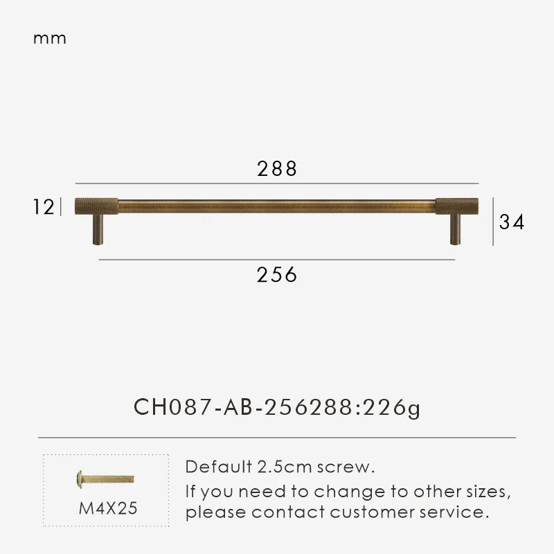 Poignée de Meuble Torsa Laiton Moleté — T-Bar Bronze Antique
