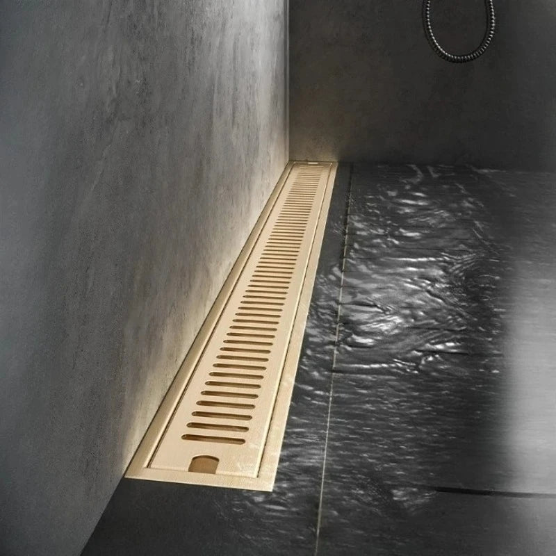 Bonde de Douche Linéaire Anti-Odeur 60 cm — Gris, Noir, Or ou Acier