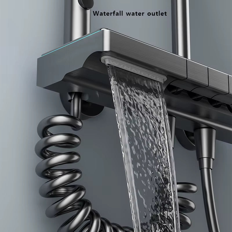 Colonne de Douche Thermostatique LED avec Panneau Verre