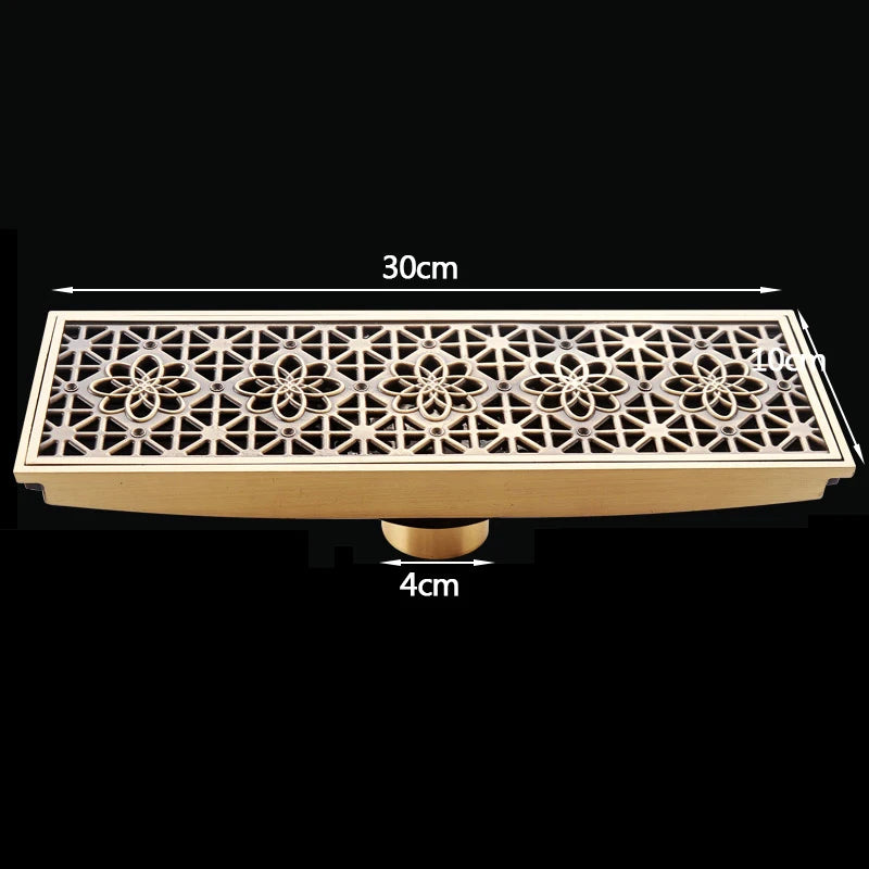 Bonde de Douche Linéaire 30 cm en Laiton Antique