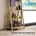 Porte-serviette échelle en bambou avec 3 étagères pliable