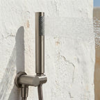 Colonne de Douche Encastrée Vael Nickel Brossé Laiton — Pommeau Pluie 250×250 mm
