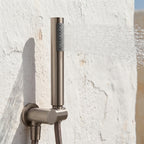Colonne de Douche Encastrée Vael Nickel Brossé Laiton — Pommeau Pluie 250×250 mm