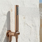 Colonne de Douche Encastrée Vael Or Rose Poli Laiton — Pommeau Pluie 250×250 mm