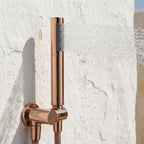 Colonne de Douche Encastrée Vael Or Rose Poli Laiton — Pommeau Pluie 250×250 mm