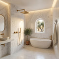 Colonne de Douche Encastrée Vael Or Brossé Laiton — Pommeau Pluie 250×250 mm