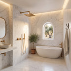 Colonne de Douche Encastrée Vael Or Brossé Laiton — Pommeau Pluie 250×250 mm