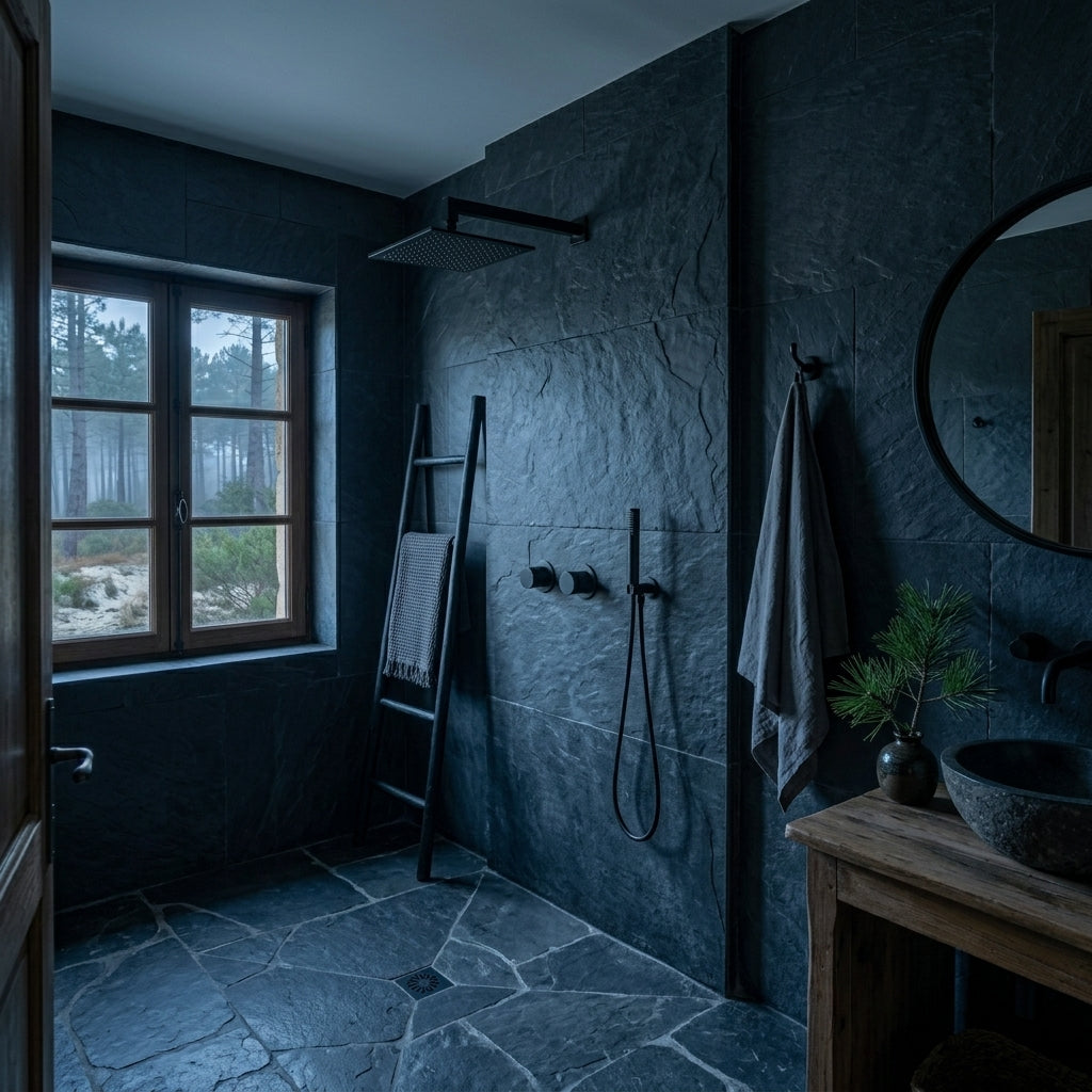 Colonne de Douche Encastrée Vael Noir Mat Laiton — Pommeau Pluie 250×250 mm