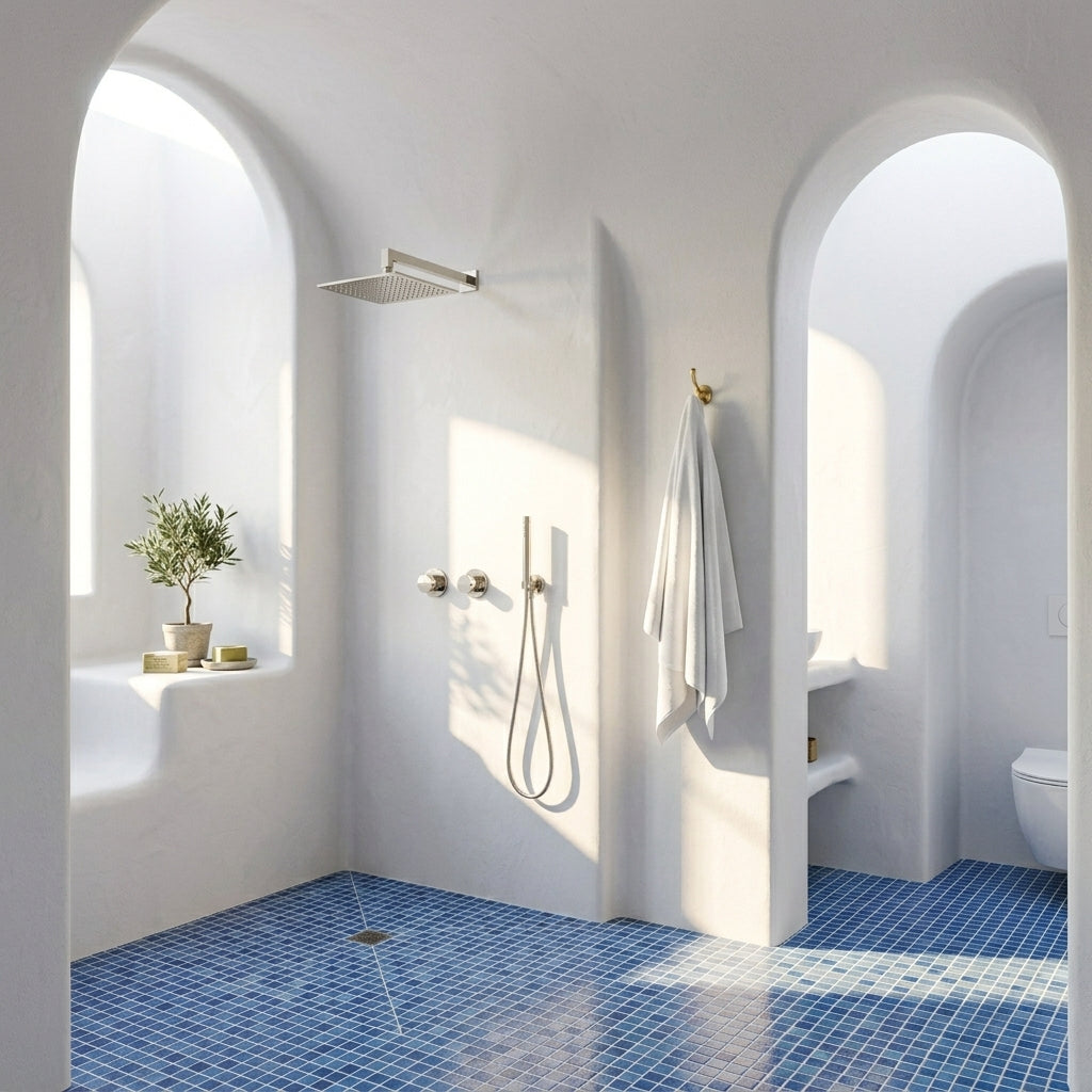 Colonne de Douche Encastrée Vael Chrome Laiton — Pommeau Pluie 250×250 mm