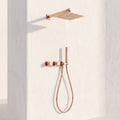 Colonne de Douche Encastrée Vael Or Rose Poli Laiton — Pommeau Pluie 250×250 mm