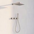 Colonne de Douche Encastrée Vael Nickel Brossé Laiton — Pommeau Pluie 250×250 mm