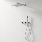 Colonne de Douche Encastrée Vael Chrome Laiton — Pommeau Pluie 250×250 mm