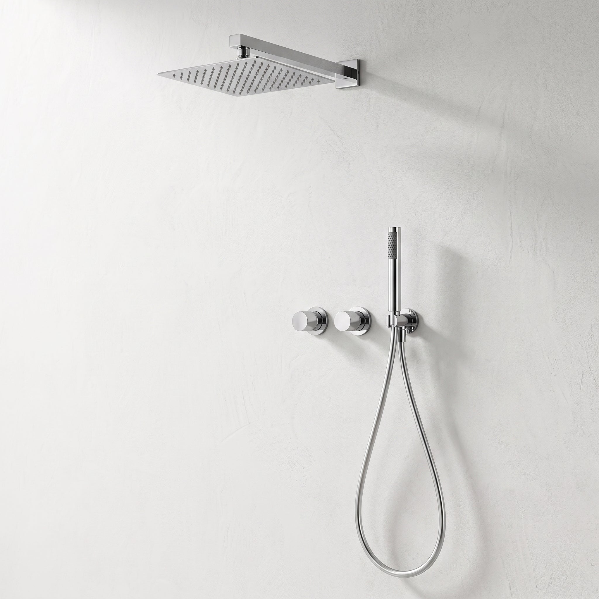 Colonne de Douche Encastrée Vael Chrome Laiton — Pommeau Pluie 250×250 mm