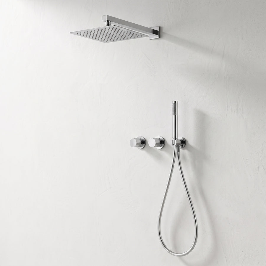 Colonne de Douche Encastrée Vael Chrome Laiton — Pommeau Pluie 250×250 mm