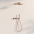 Colonne de Douche Encastrée Vael Or Rose Brossé Laiton — Pommeau Pluie 250×250 mm