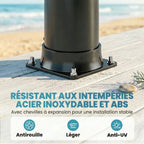 Douche Solaire de Jardin 40L Noire — Douchette, Rince-Pieds et Température Réglable