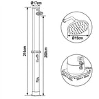 Douche Solaire Extérieure 40L — Pommeau Pluie 360°, Lave-Pieds, Mitigeur