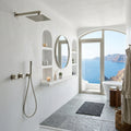Colonne de Douche Encastrée Vael Nickel Brossé Laiton — Pommeau Pluie 250×250 mm