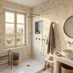 Colonne de Douche Encastrée Vael Nickel Brossé Laiton — Pommeau Pluie 250×250 mm