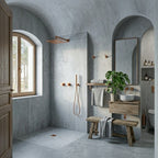 Colonne de Douche Encastrée Vael Or Rose Poli Laiton — Pommeau Pluie 250×250 mm