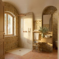 Colonne de Douche Encastrée Vael Or Rose Poli Laiton — Pommeau Pluie 250×250 mm