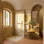 Colonne de Douche Encastrée Vael Or Rose Poli Laiton — Pommeau Pluie 250×250 mm
