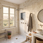 Colonne de Douche Encastrée Vael Nickel Brossé Laiton — Pommeau Pluie 250×250 mm