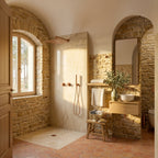 Colonne de Douche Encastrée Vael Or Rose Poli Laiton — Pommeau Pluie 250×250 mm