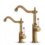 Robinet Lavabo Rétro Bronze Antique — Bec Pivotant en Laiton