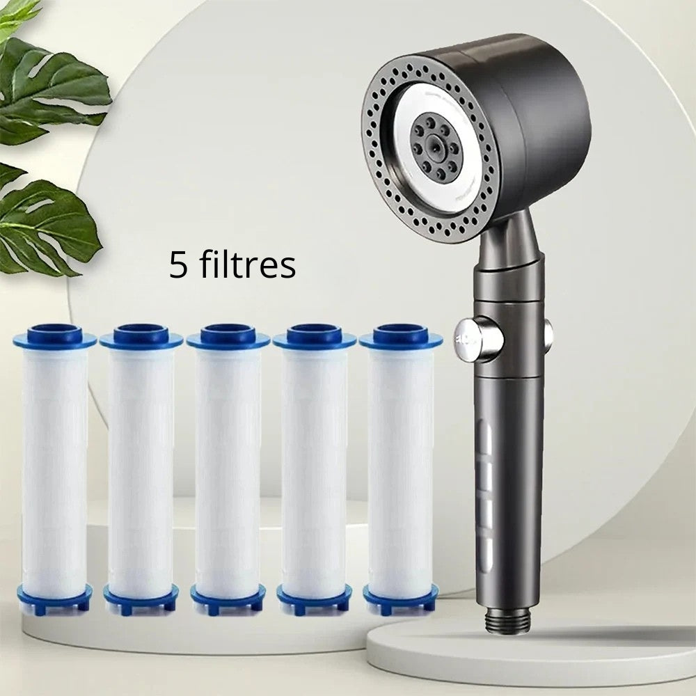 Pommeau de Douche Filtrant Haute Pression 5 Modes