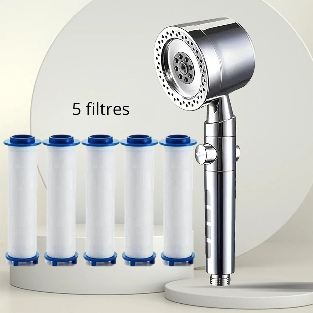 Pommeau de Douche Filtrant Haute Pression 5 Modes